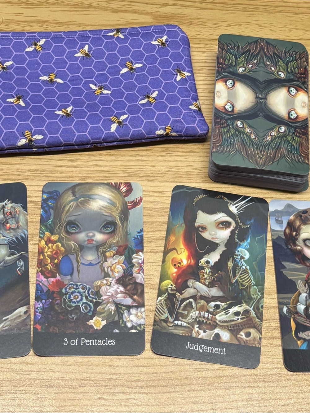 Cute Gothic Tarot Deck with Purple Bee Pouch